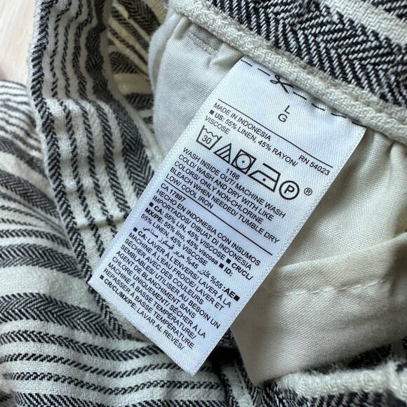 Old Navy Elastic Drawstring Waist Linen Blend Striped Wide Leg Pants Large - Picture 13 of 14